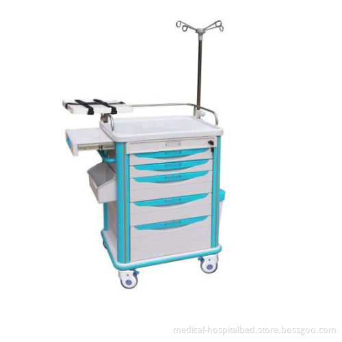 Manual Medical Crash Cart For Clinic With Abs Plastic Top Board